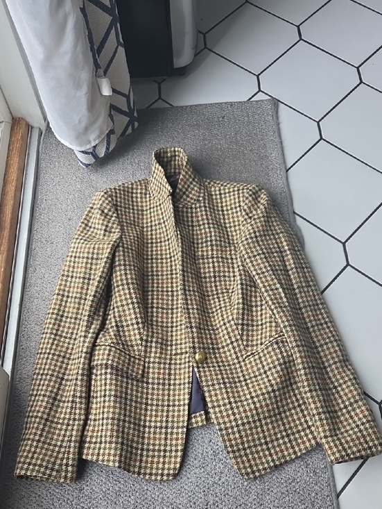 J. Crew Jackets & Blazers - J crew Reagent Wool Womens Houndstooth Stand-Collar Blazer Size 8